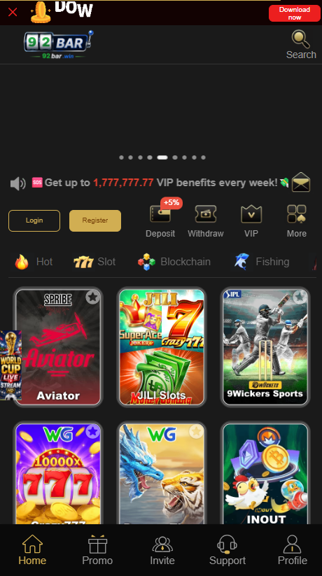 92bar game interface screenshot