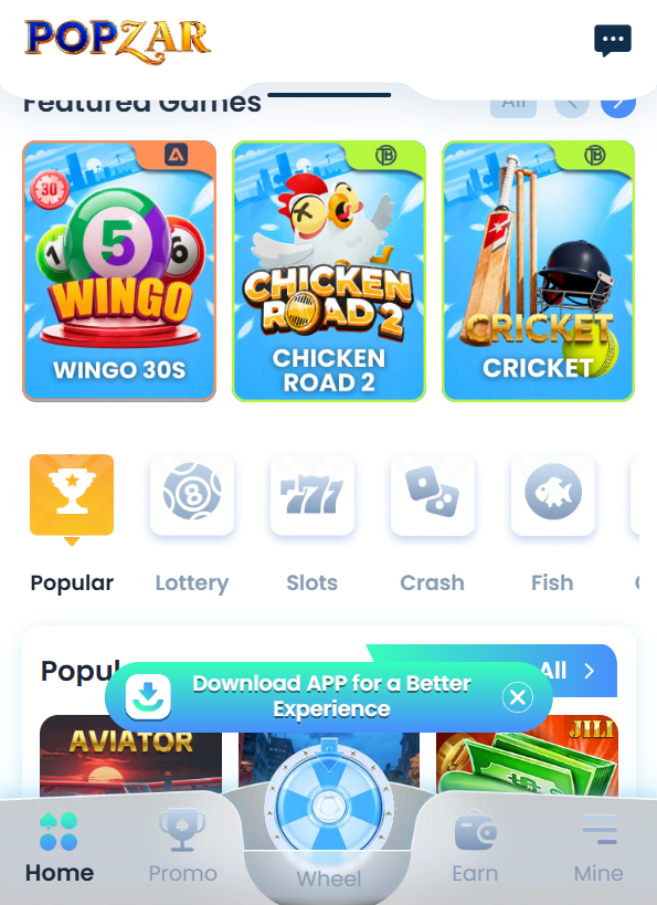 PopZar Game interface screenshot