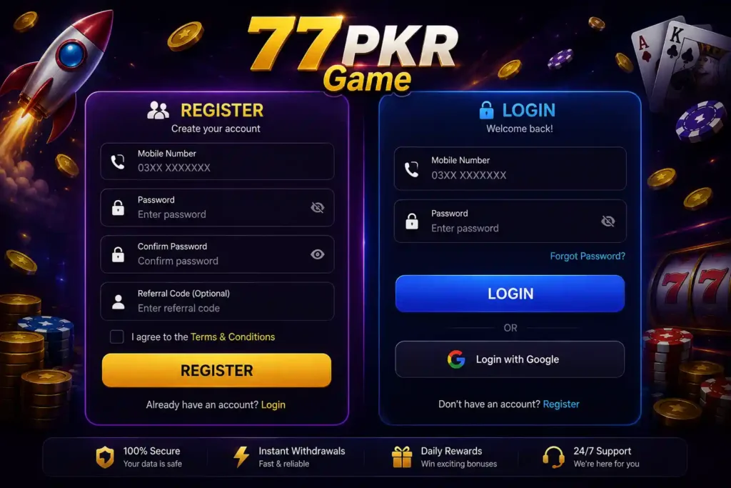 77pkr game login and register account