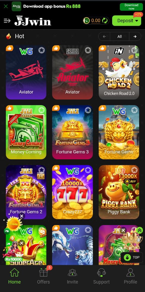 JJWin game available games screenshot