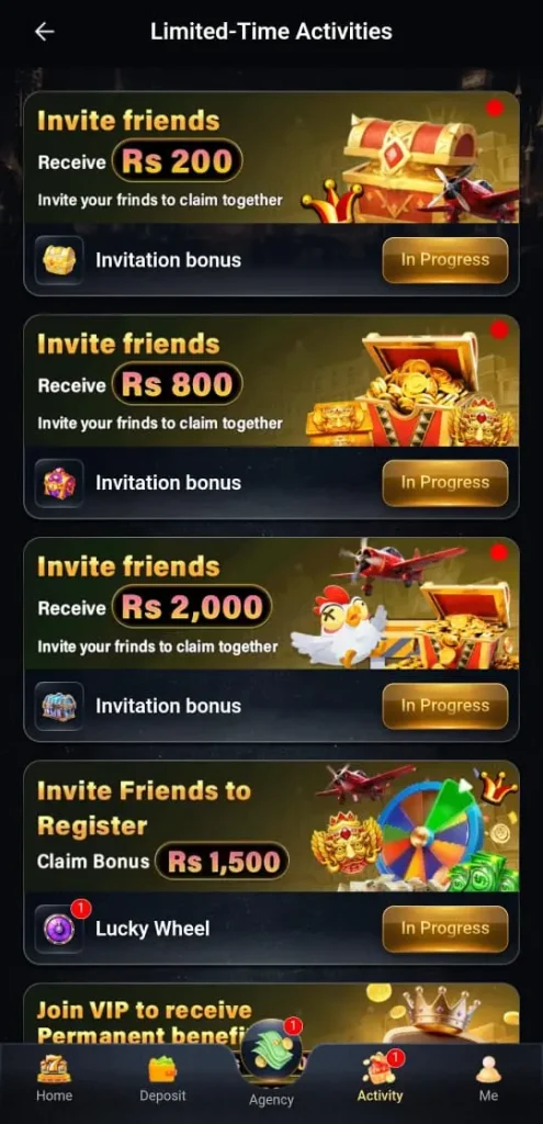 222RS Game referral commission screenshot